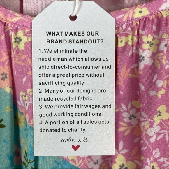 Made With Love Floral Pleated Flowy Midi Dress with Pockets Women's Small NEW - Picture 9 of 10